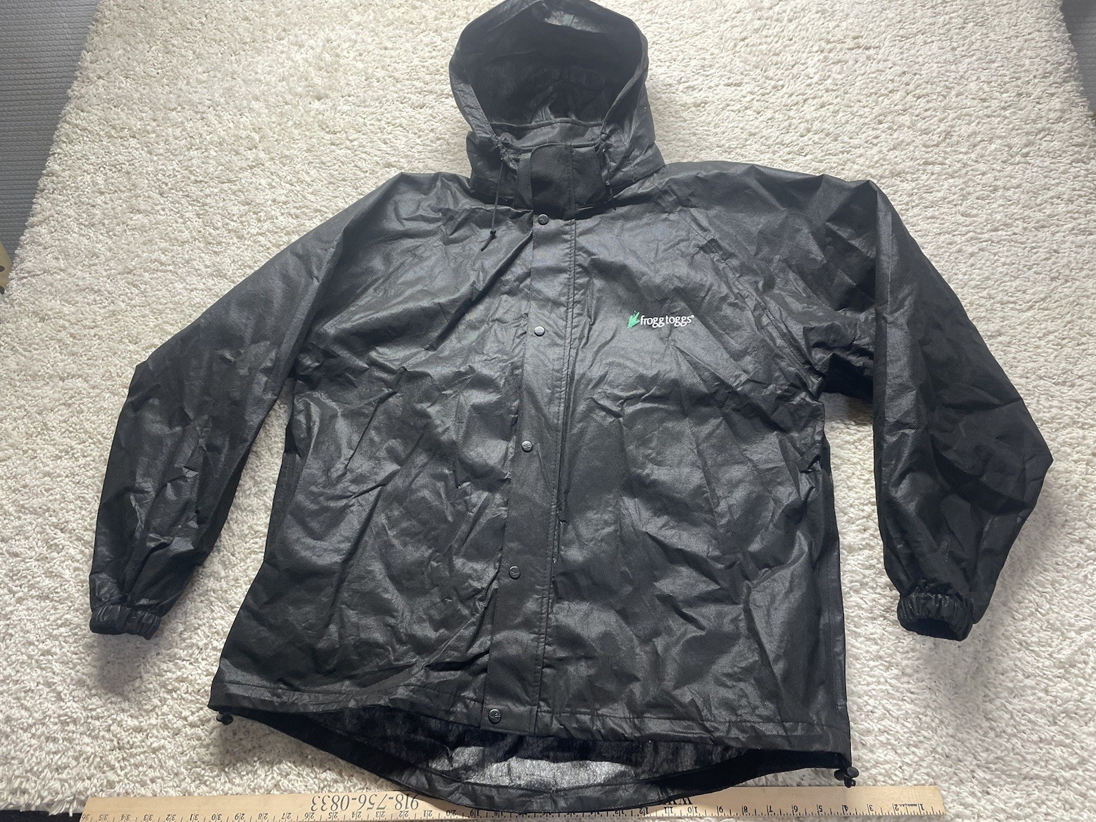 Frogg Toggs Jacket Mens 2XL Black Hooded Rain Waterproof Lightweight Outdoors EC