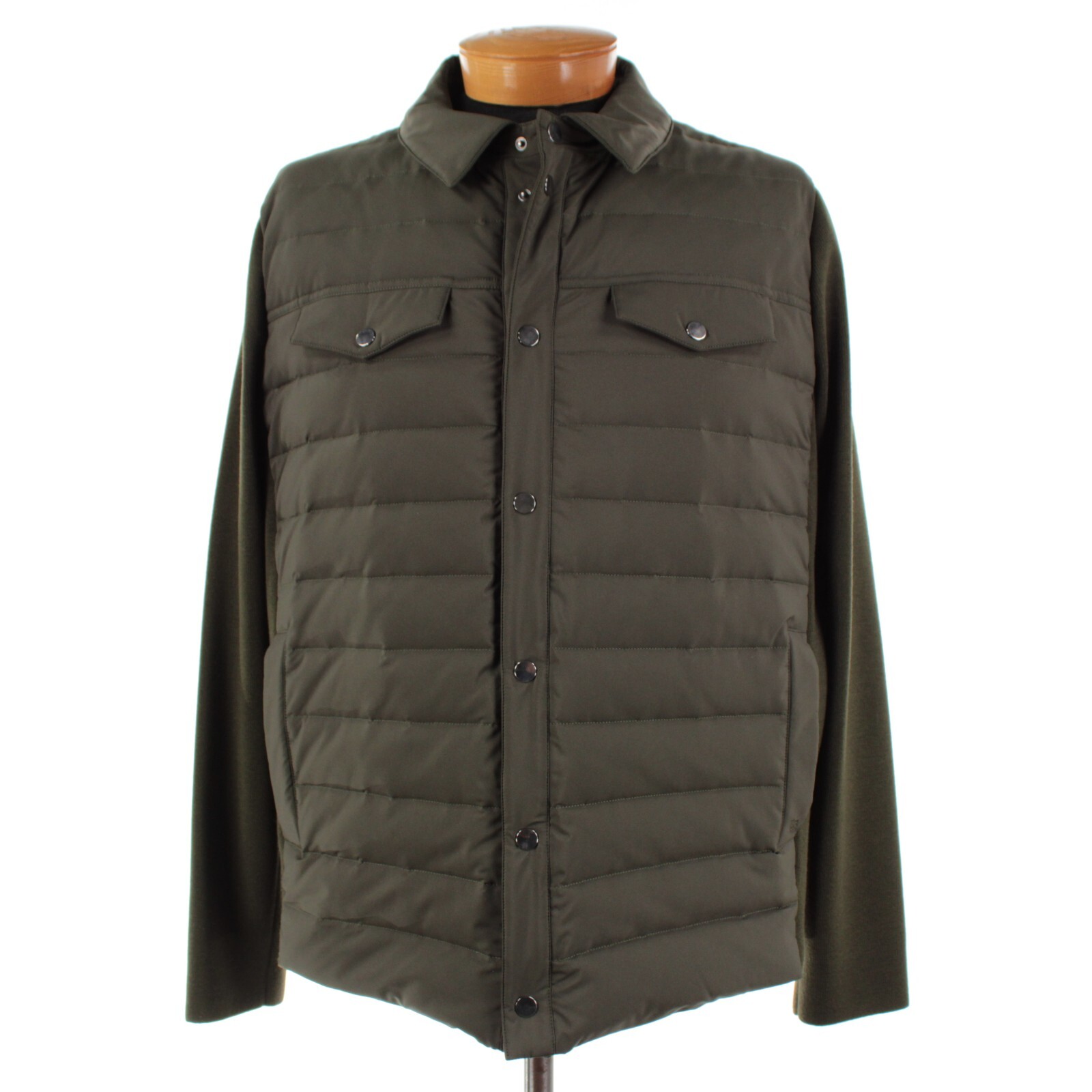 Luciano Barbera NWT Down Mixed Media Jacket Size 60 (4XL US) In Solid Green