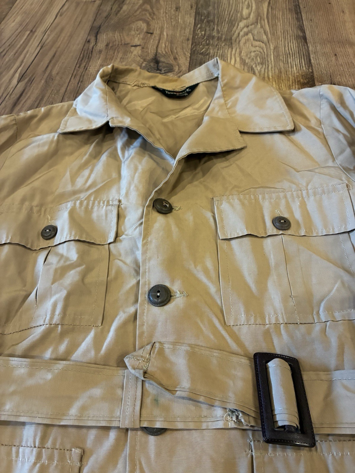 VTG 60’s Towncraft Penneys Khaki Belted Safari Jacket Coat Size Medium