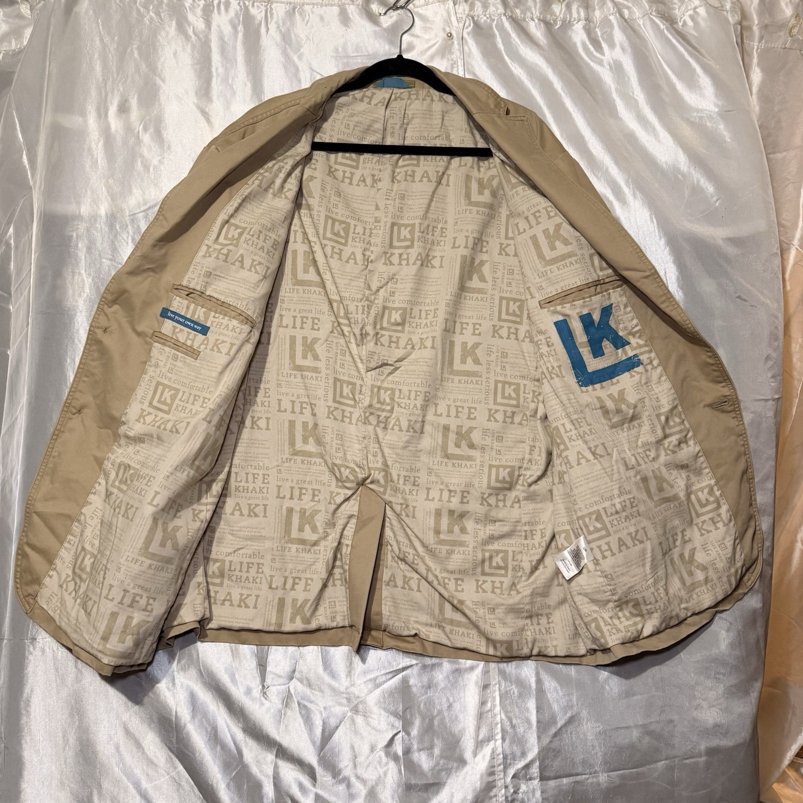 Haggar LK Life Khaki Mens Sz XL Safari Utility Jacket Blazer Two Button Closure