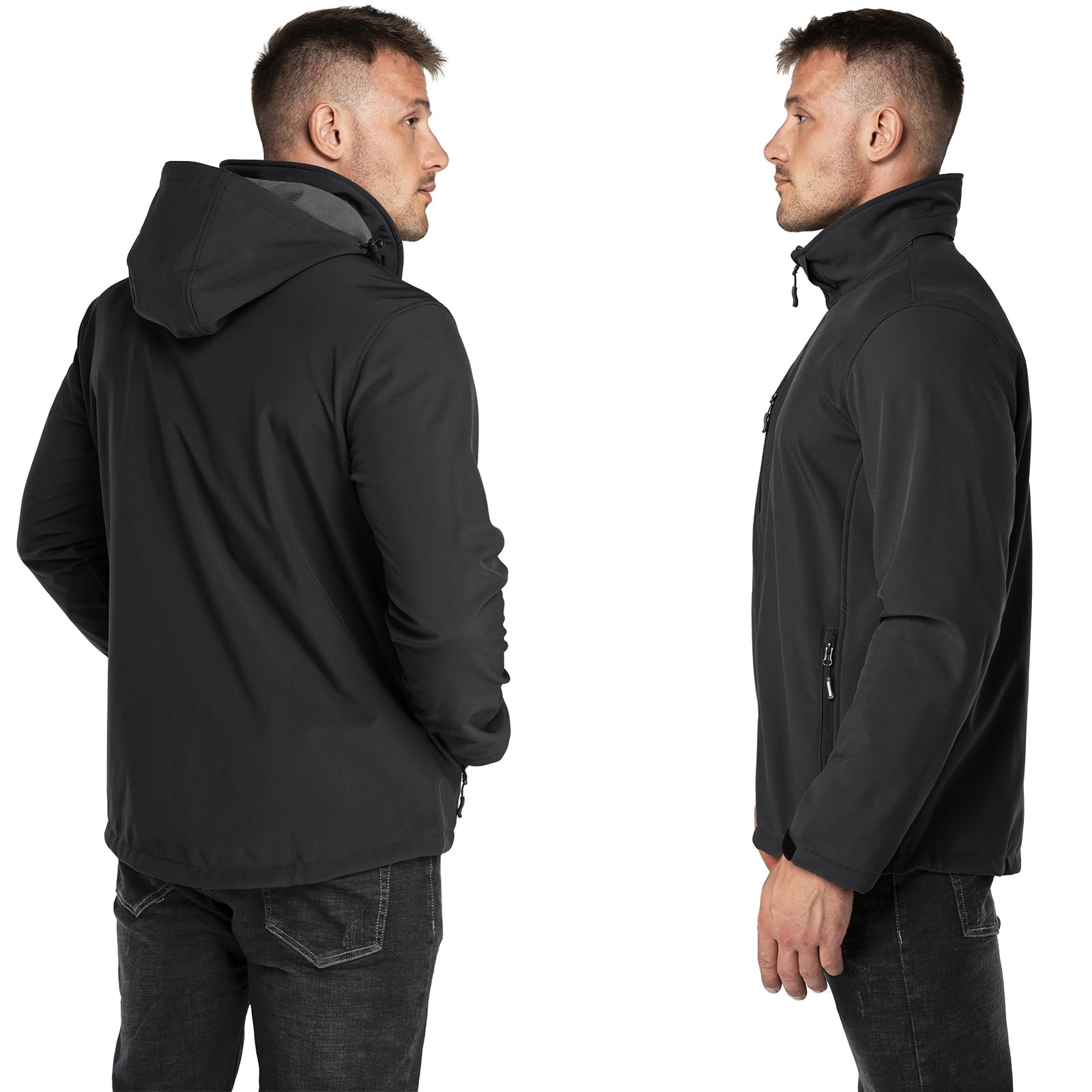 Outdoor Ventures Men’s Lightweight Softshell Jacket Fleece Lined Hooded Water