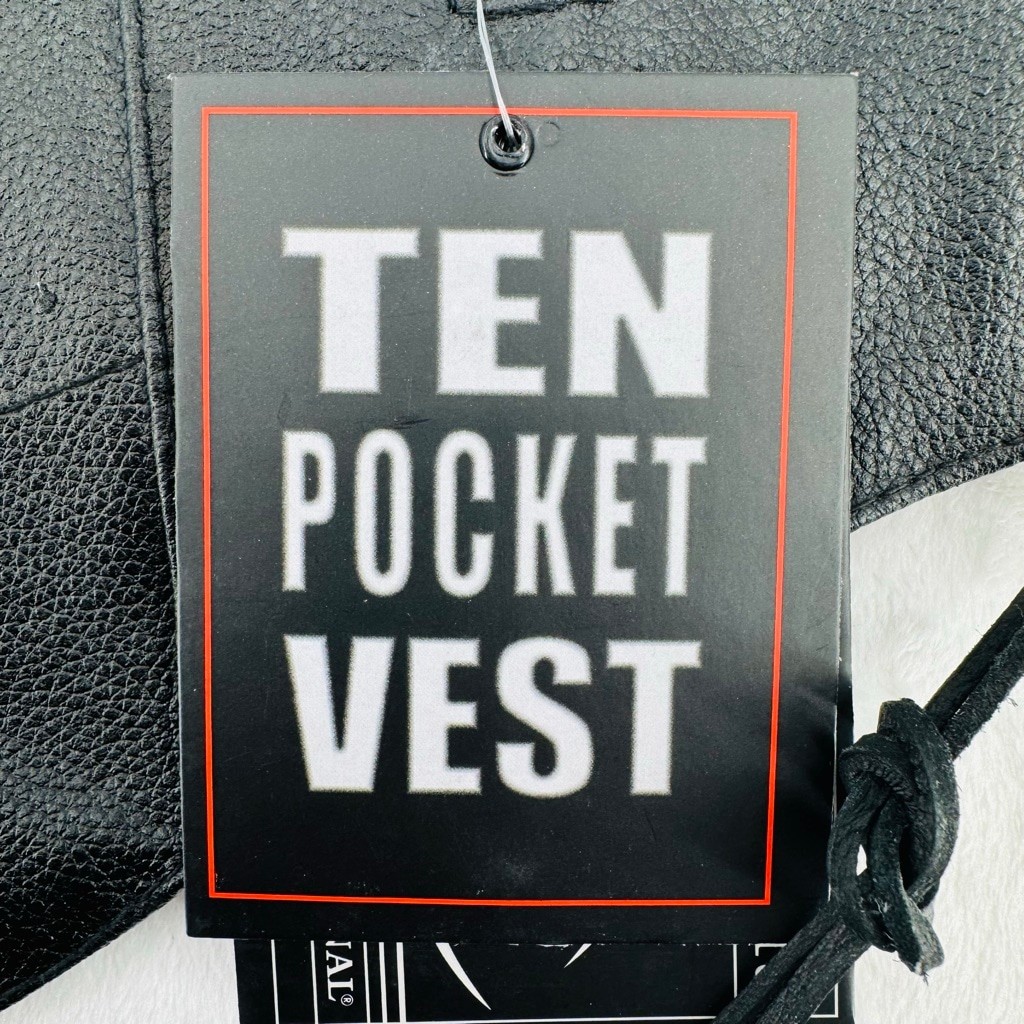 Black Leather Vest Event Leather 10 Pocket Vest Biker Rocker Motorcycle Large