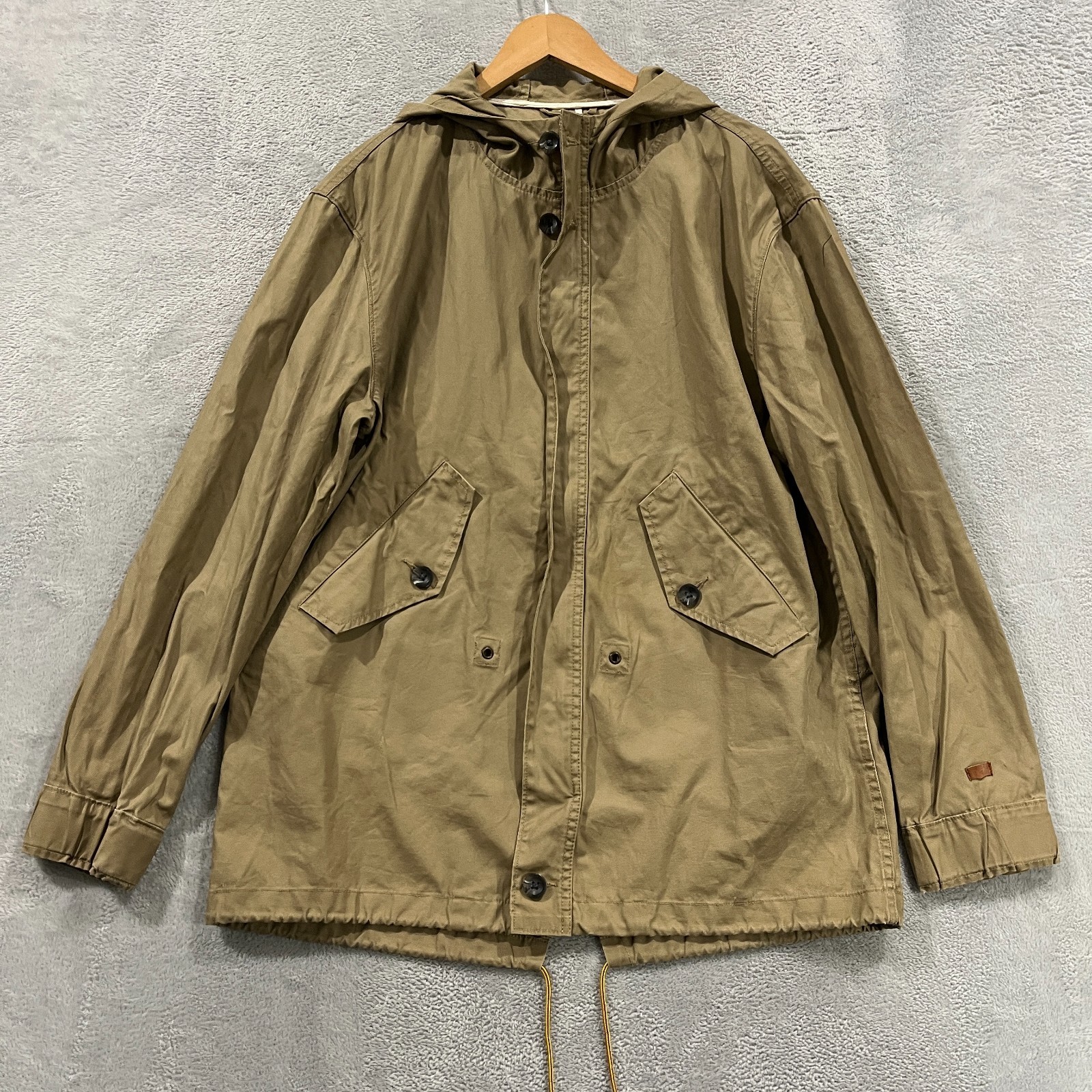 Levi’s Jacket Mens Large Canvas Hooded Full Zip Military Field Coat Pockets