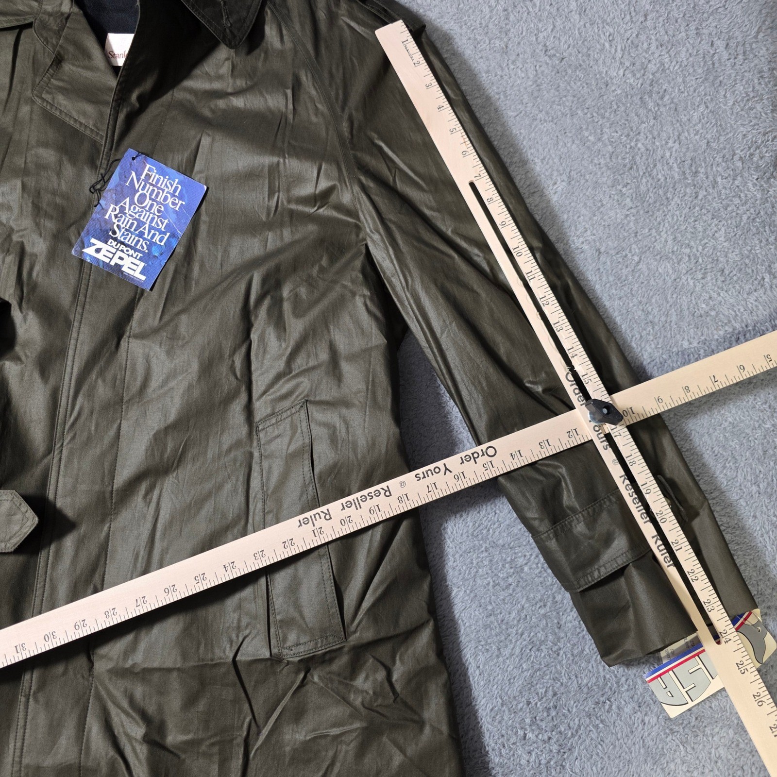 Stanley Blacker Mens 42 Reg Trench Coat Dark Loden Green Belted Zip Out Wool Lnd