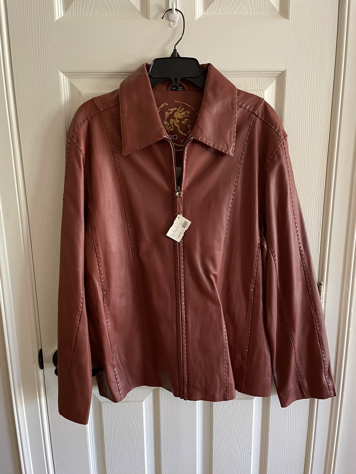 Nero Brown Lambskin Leather Jacket – Adult/Mens, exceptional, New w/ Tags