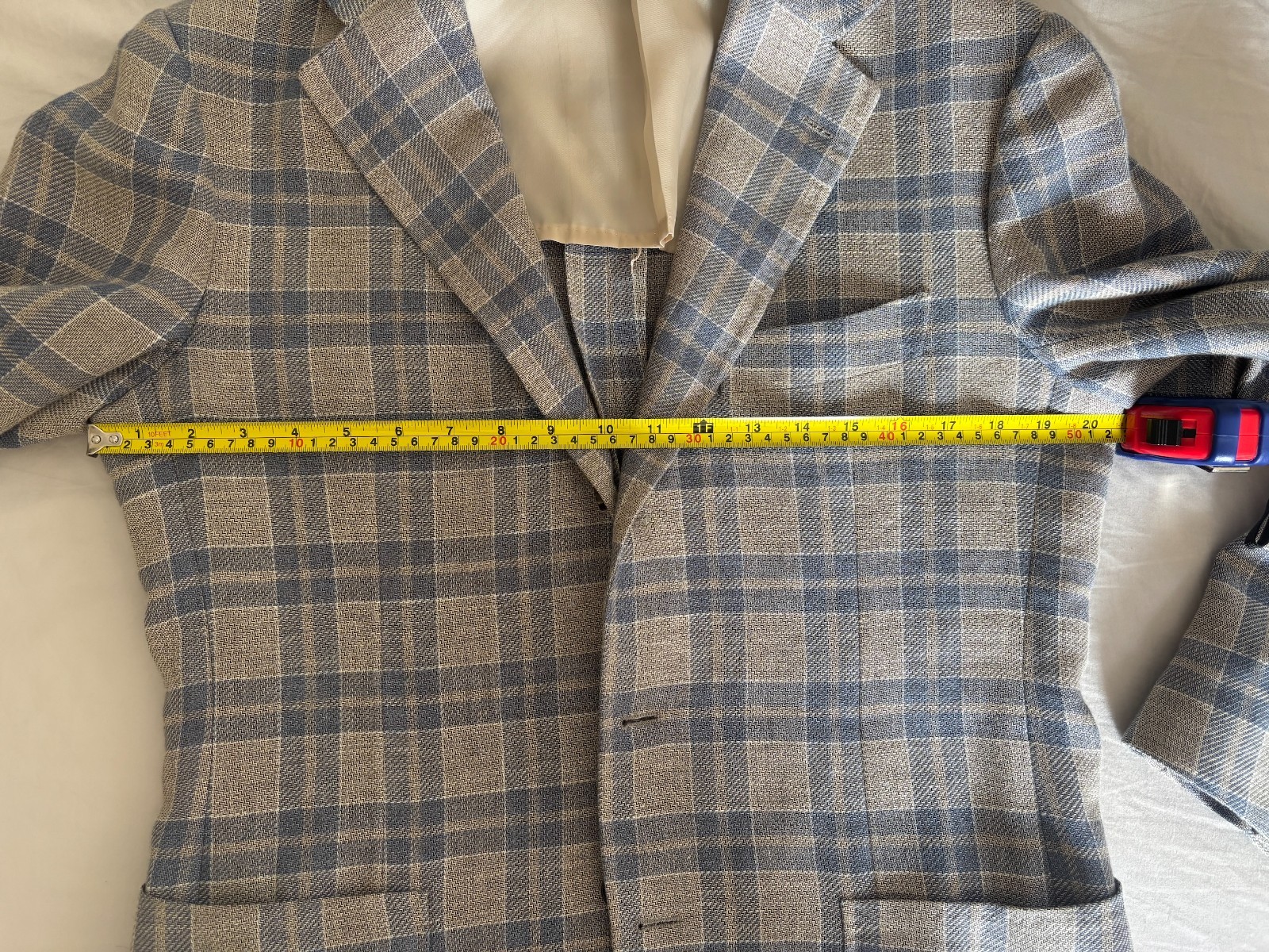 The Armoury Model 3 Jacket with Solbiati Wool-Linen Taupe Blue Check Jacket IT48