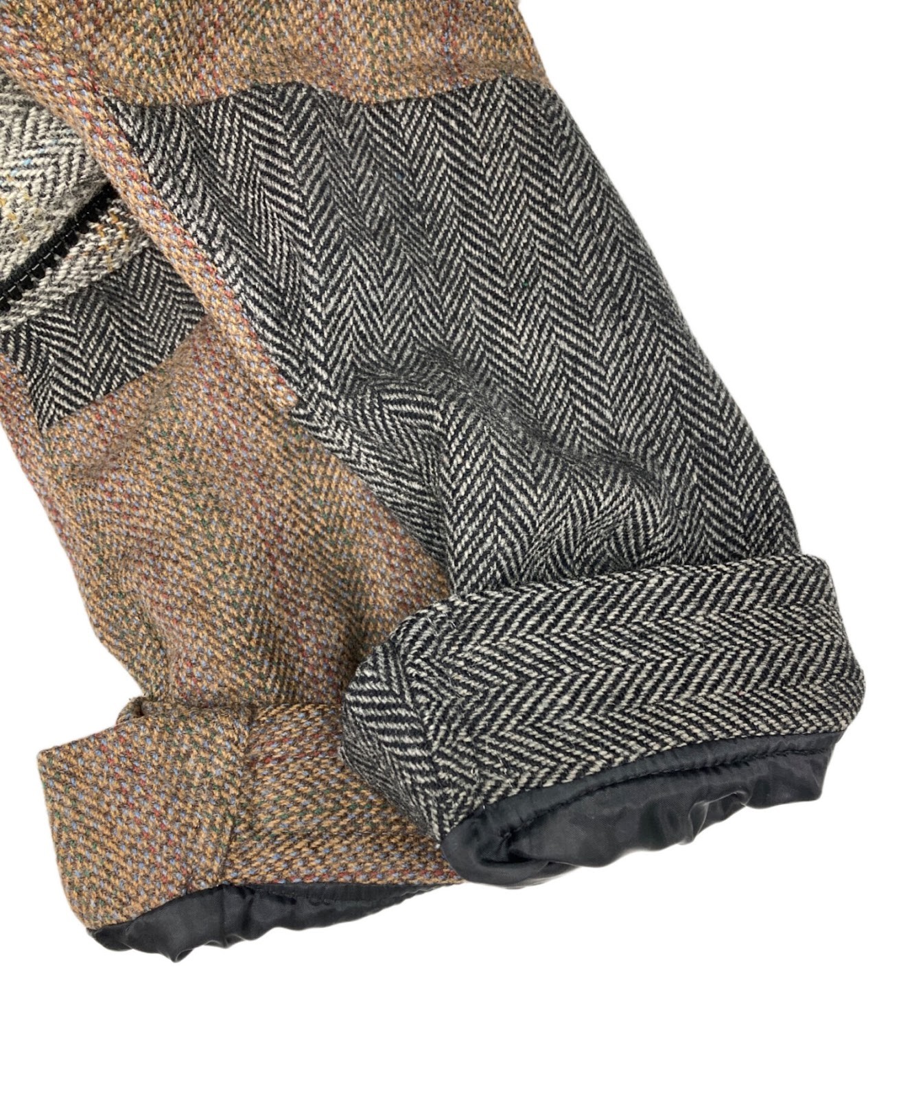 Authentic NO Means Yes × Harris Tweed Patchwork Tweed Hooded Jacket L Gray Men