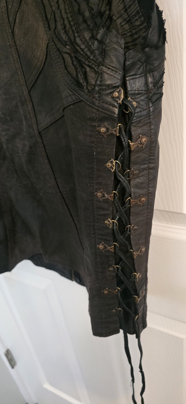 Phoenix Rising Leather Arkana Vest Sheep Leather Brass Clasps Lace Up Rare