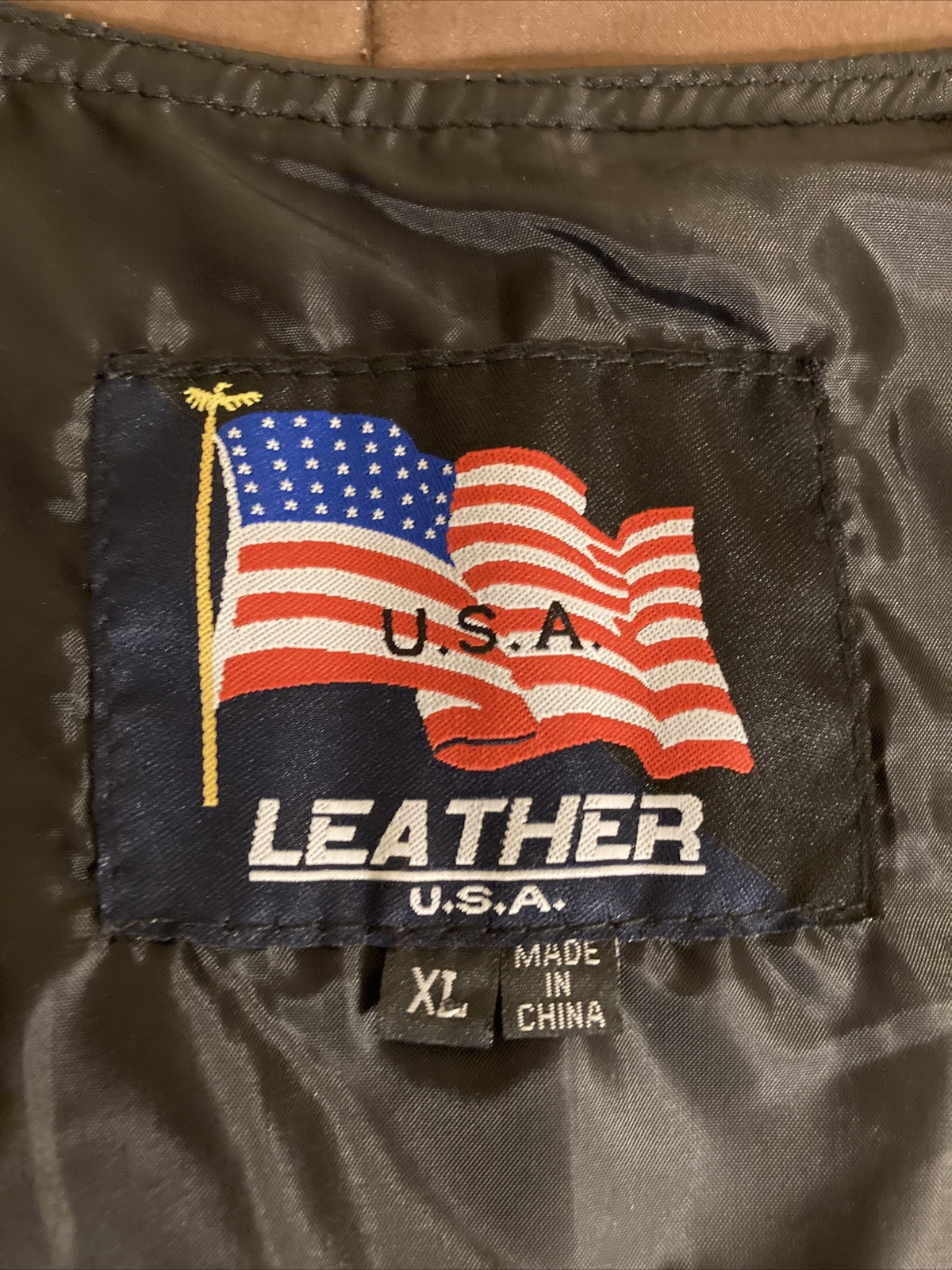 USA Leather Vest United States Navy Big Patch Emblem Size XL NOS (RARE)