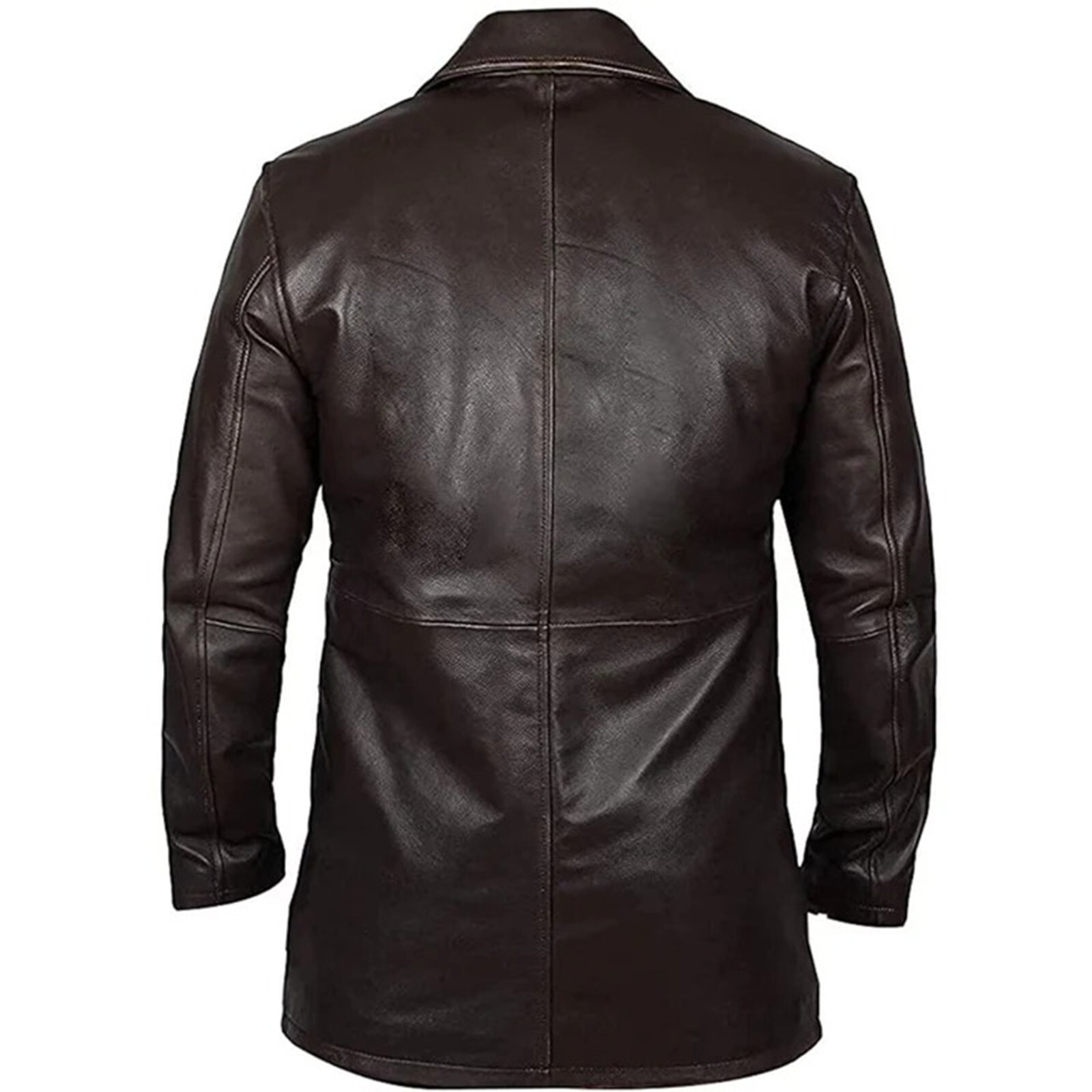 Mens Casual Four Button Brown Classic Blazer Genuine Leather Jacket