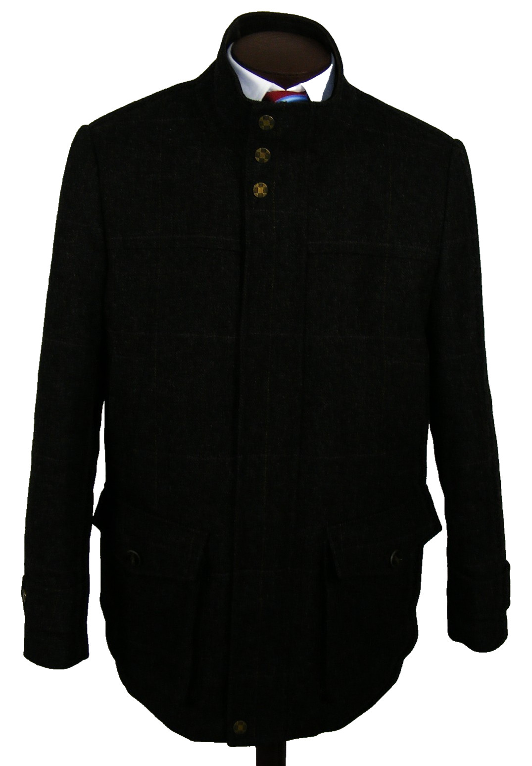 MENS SZ L VINCE CAMUTO TWEED STYLE MOON FABRIC ENGLAND HUNTING SHOOTING COAT