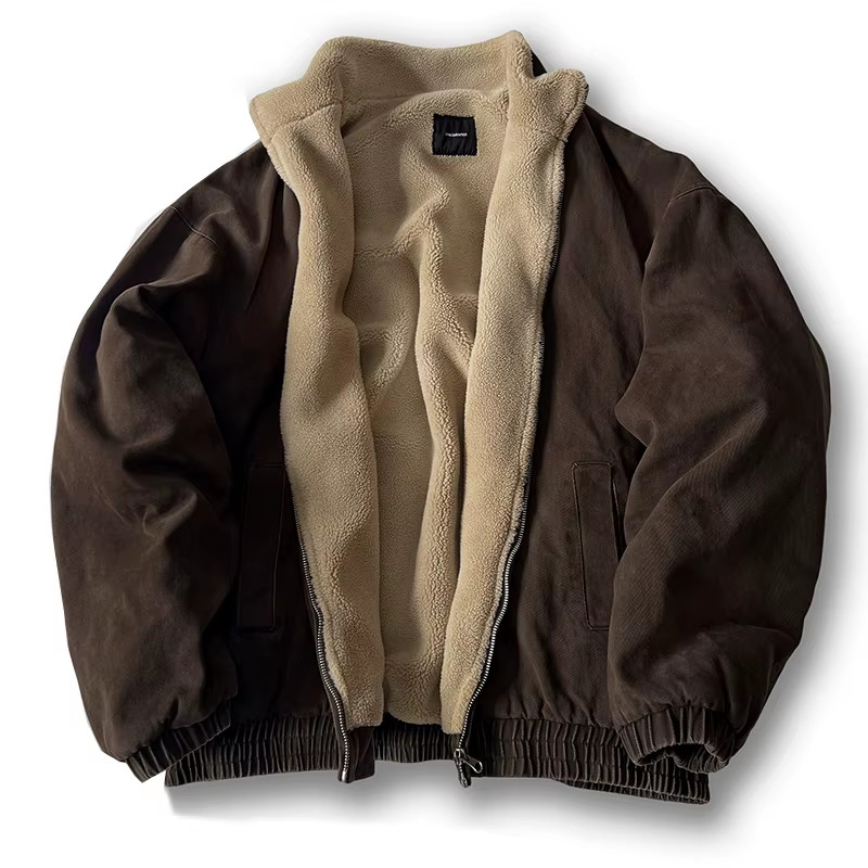 Japanese Vintage Polar Fleece Jacket Men Winter High Quality Thick Jacket Korean