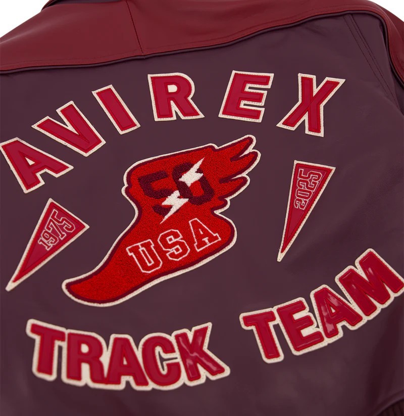 Men Avirex Track Team Bomber American Flight Jacket Faux Leather Jacket for Men
