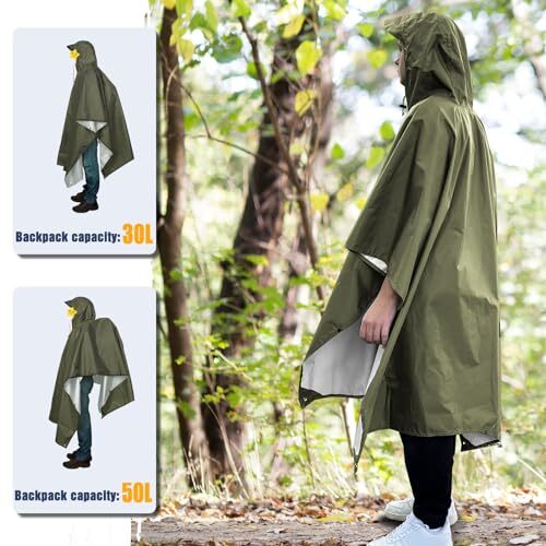 Anyoo Waterproof Rain Poncho Lightweight Reusable Hiking Assorted Colors