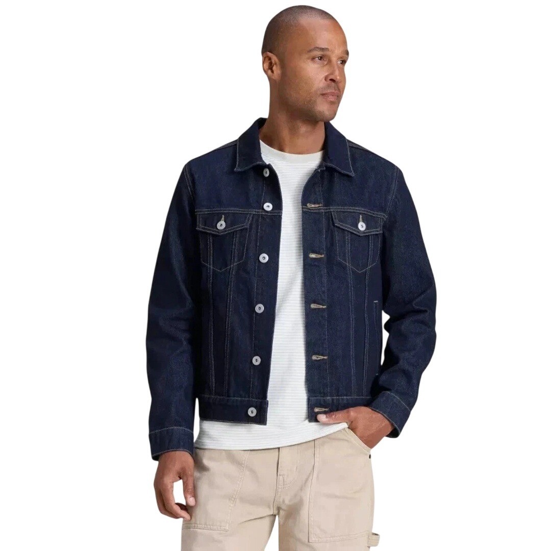 Goodfellow & Co Men’s Dark Blue Cotton Trucker Denim Jacket Size Large