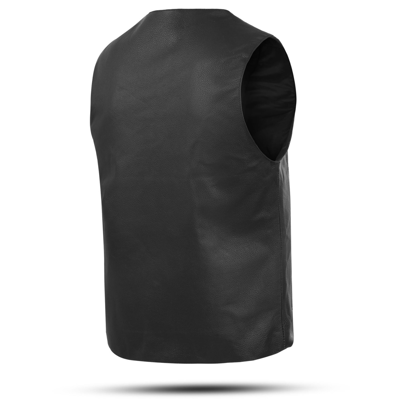 Men’s Black Classic V-Neck Leather Motorcycle Vest | Biker Rider Apparel & Gear