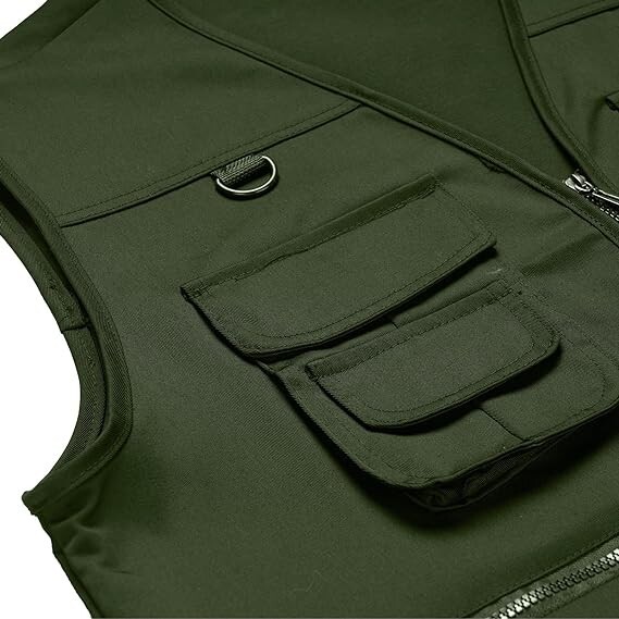 Mens Cargo Multi Pocket Utility Vest Fishing Hiking Camping Gilet Waistcoat Tops