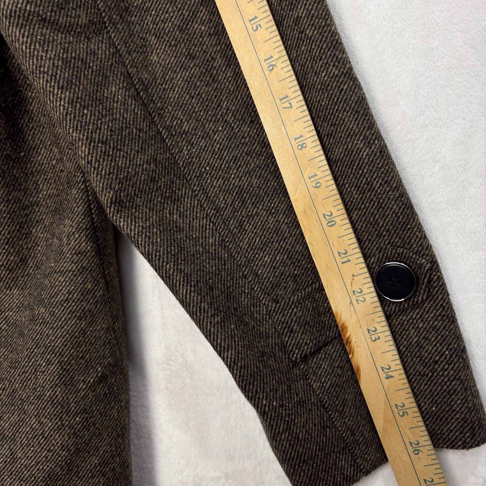 Wantdo Wool Blend Pea Coat Jacket Trench Coat Men L Herringbone Tweed Brown NEW