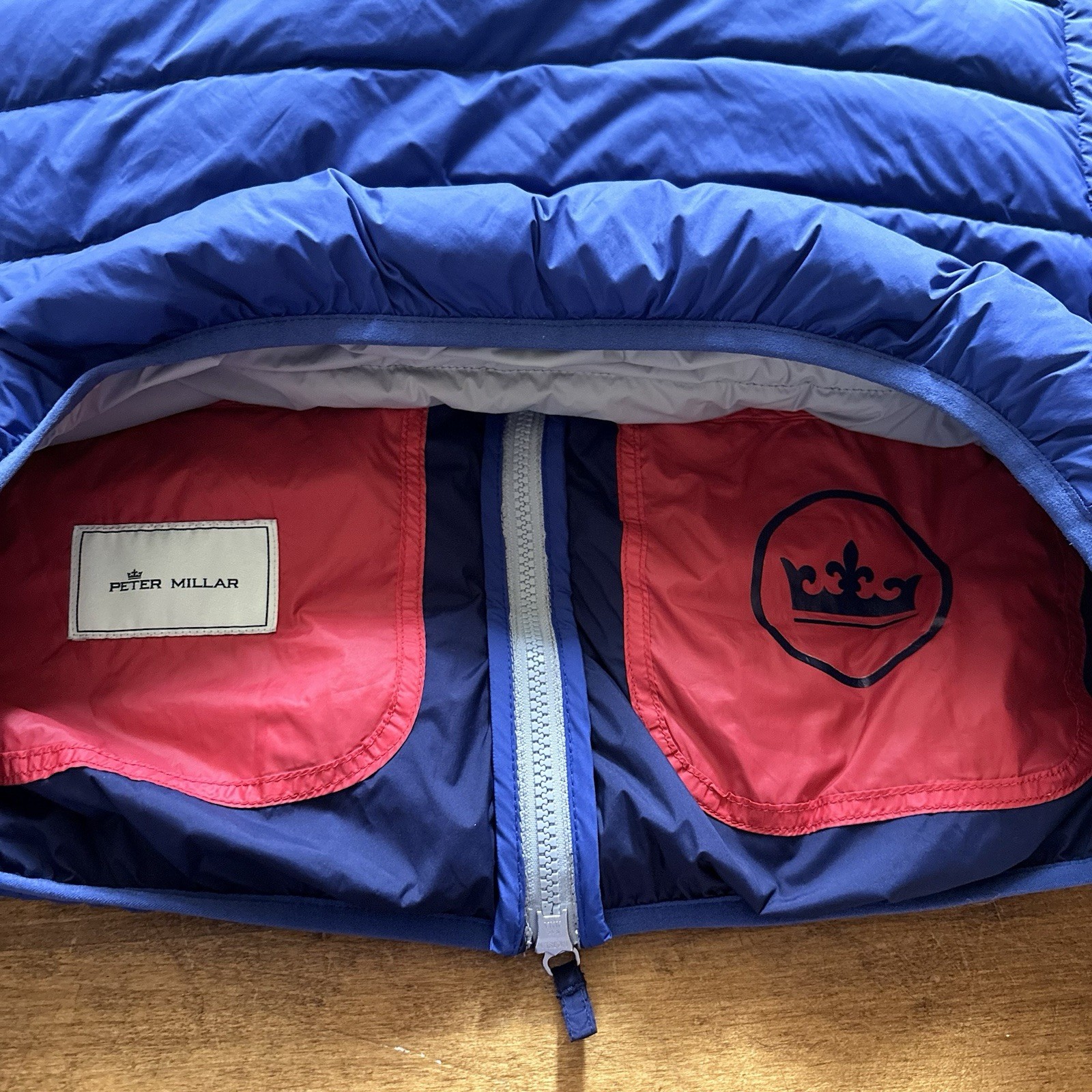 PETER MILLAR Crown Elite Goose Down Puffer Light Vest Size Mens Large Blue