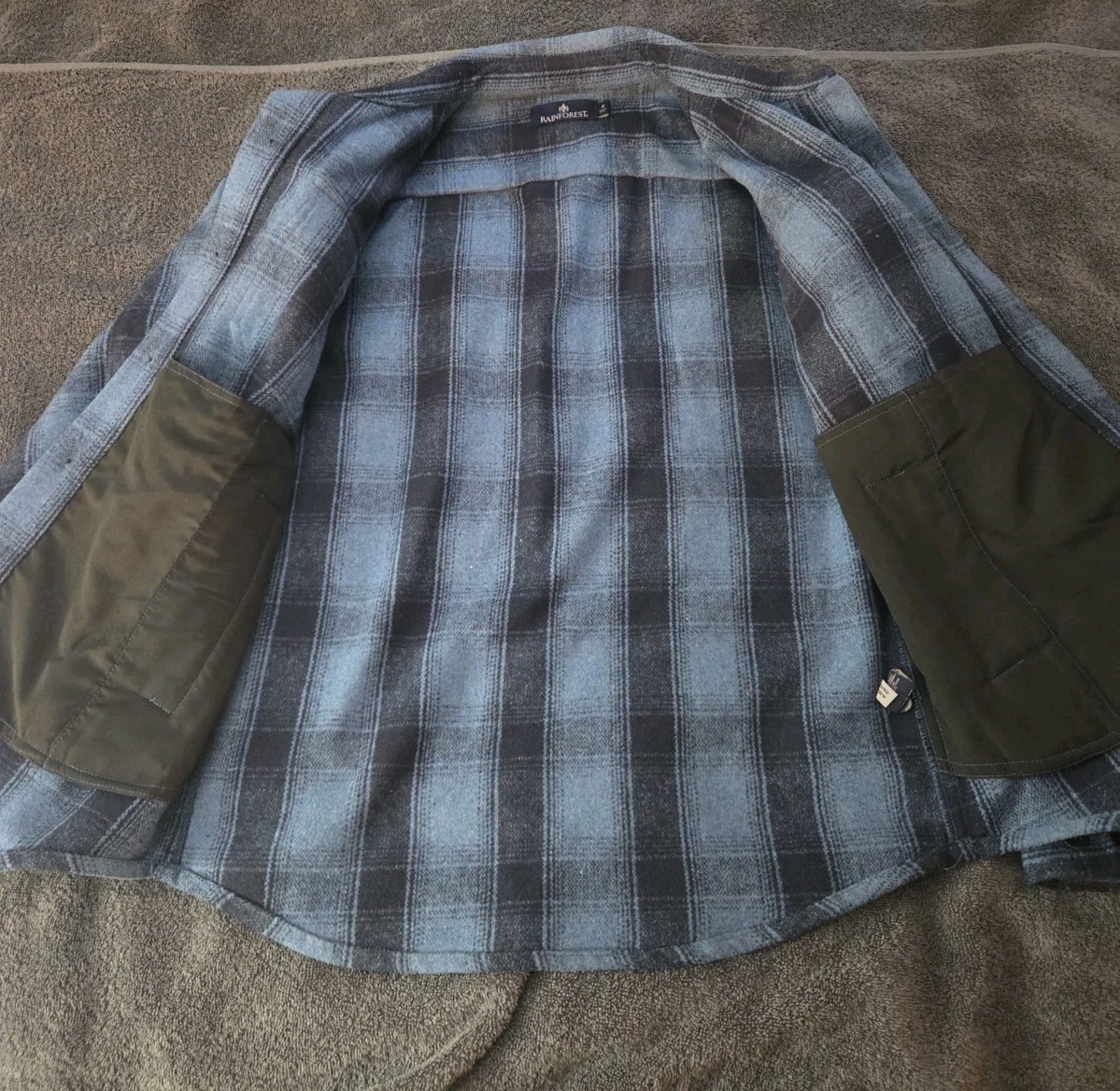 Blue Flannel Rainforest jacket men S- Heavy/ Thick Feel