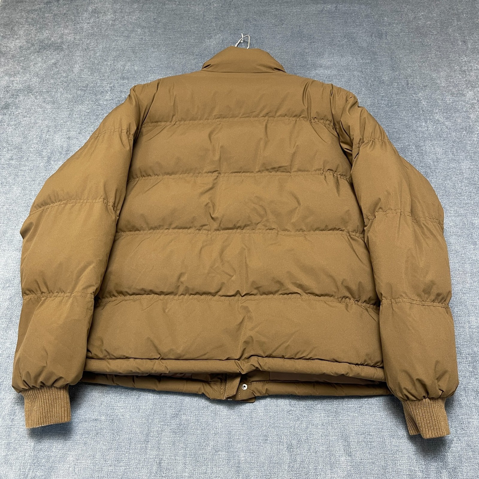 Yanthirteen Puffer Jacket Mens Tan Quilted Mock Neck Snap Front Hiking Outdoor