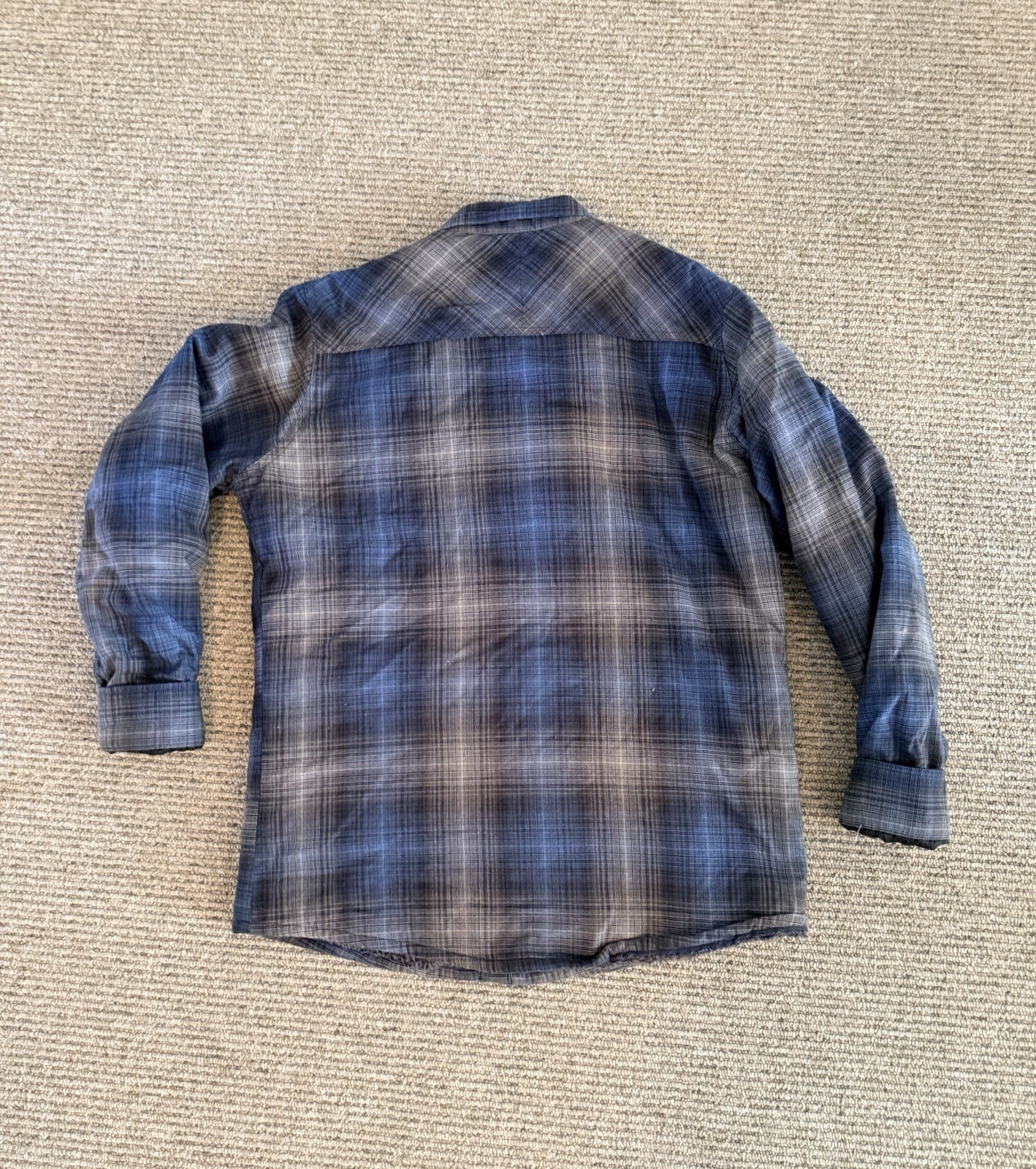 Kuhl JOYRYDR SHIRT-JAC Fleece Lined Flannel Jacket Men’s Size Small Blue Plaid