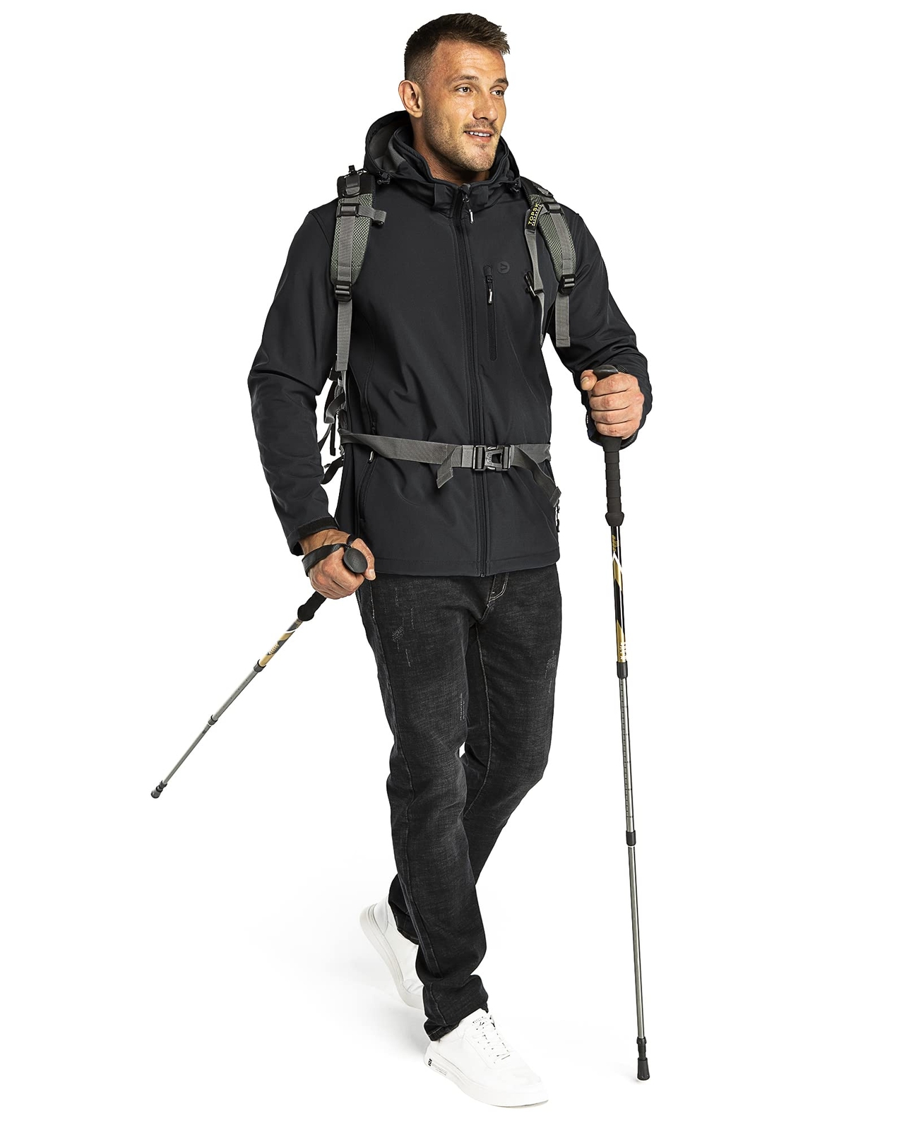Outdoor Ventures Men’s Lightweight Softshell Jacket Fleece Lined Hooded Water