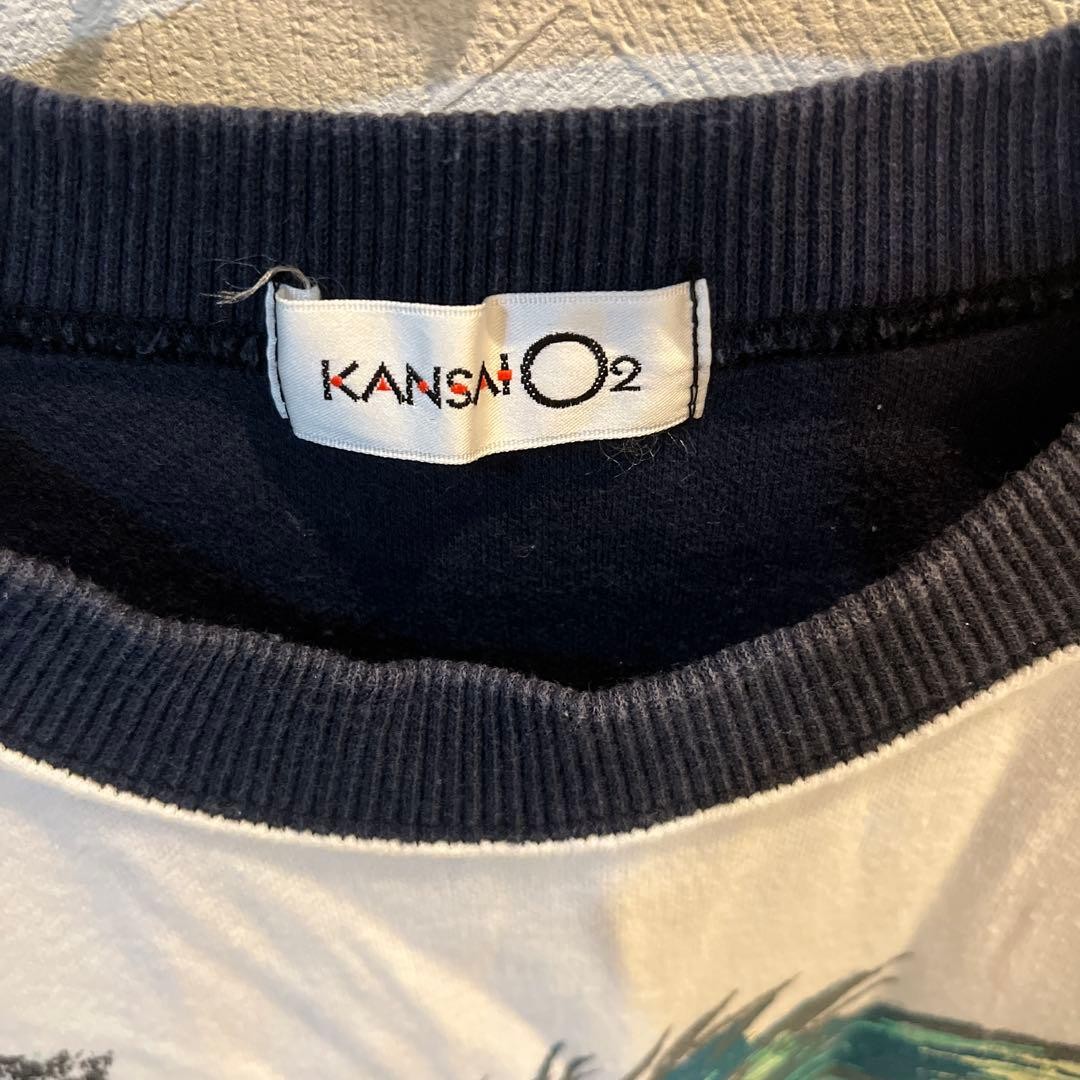 KANSAI O2 Eagle Graphic Sweatshirt Crewneck White Navy M