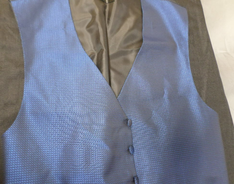 DESIGNER PRONTO-UOMO FORMAL DRESS BUTTON DRY CLEAN ONLY BLUE VEST SIZE LARGE