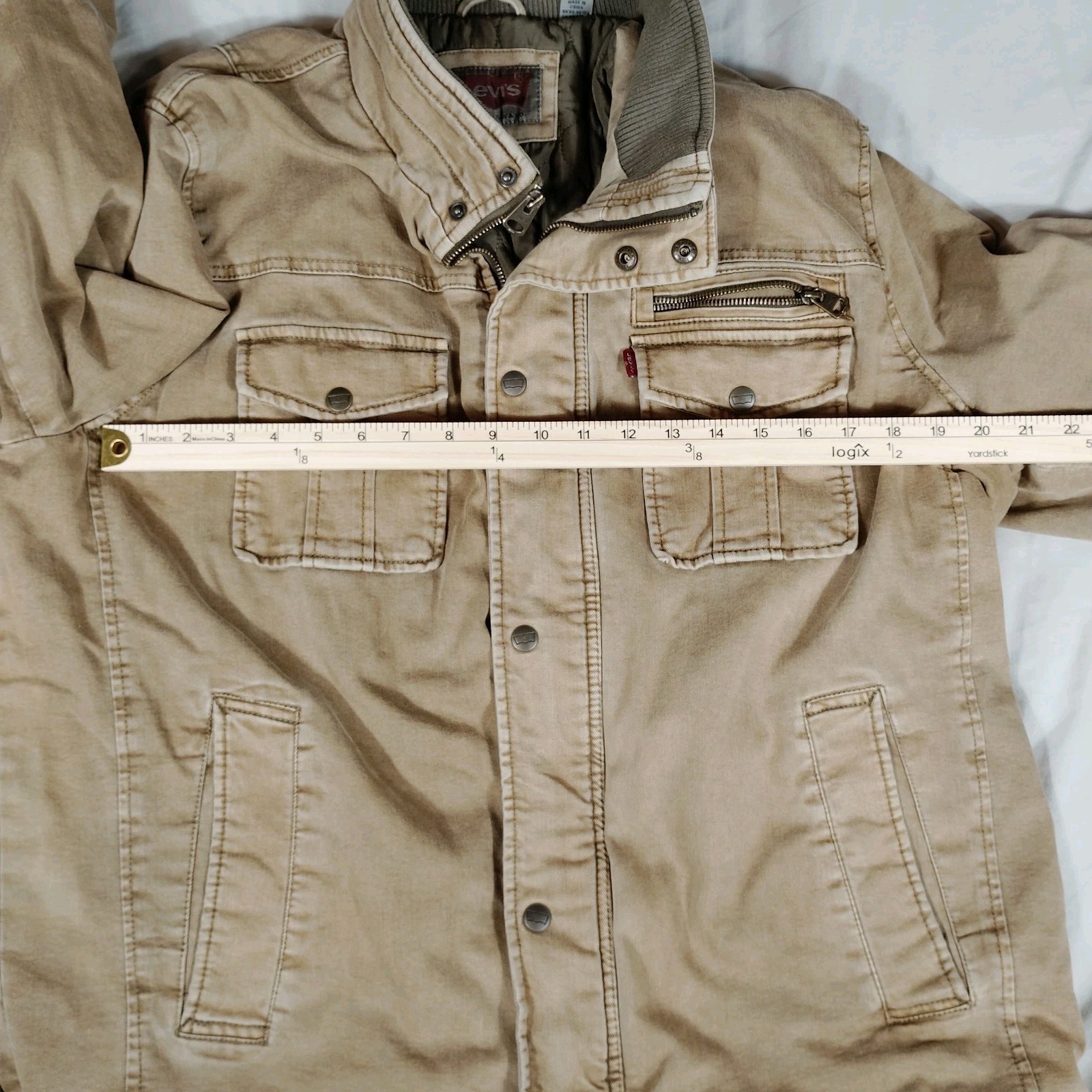 Levis Canvas Jacket Men XL Khaki Quilted Workwear