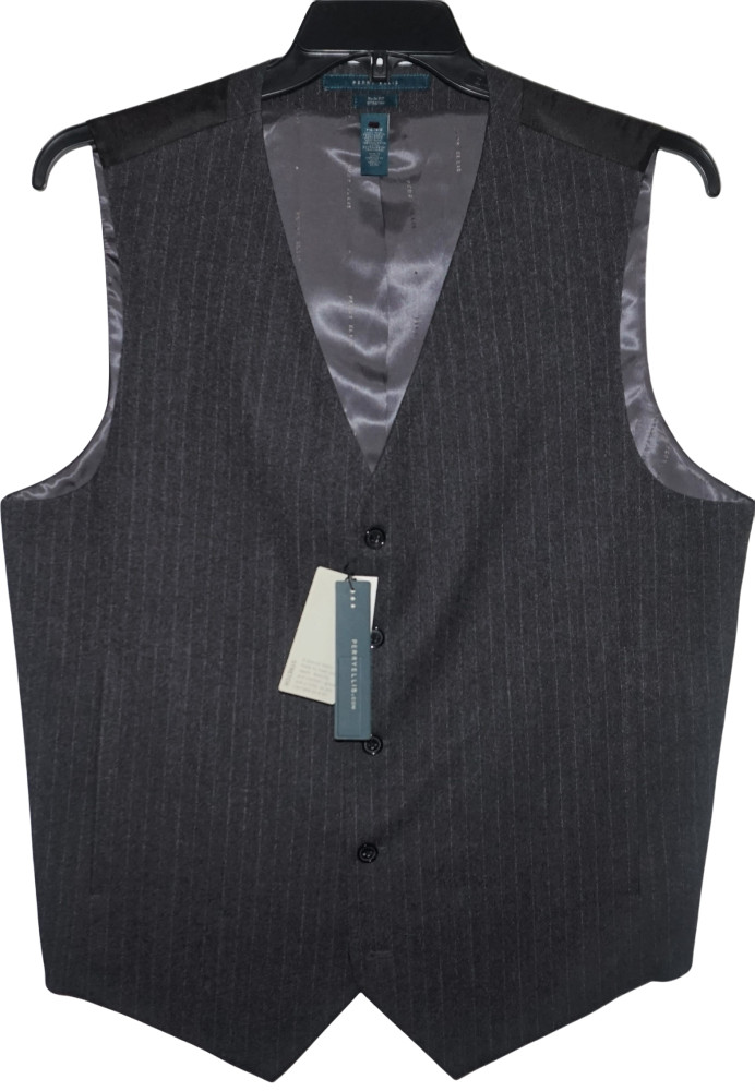 Perry Ellis Vest Charcoal Gray Striped Tall XLT Slim Stretch Business NWT (V-73)