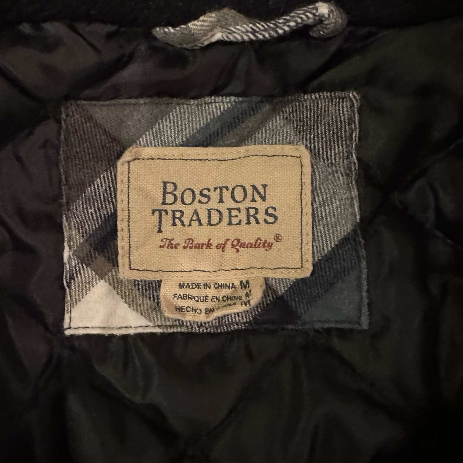 Boston Trader Blue Plaid Puffer Flannel Hooded Jacket Shacket Mens Medium Lined