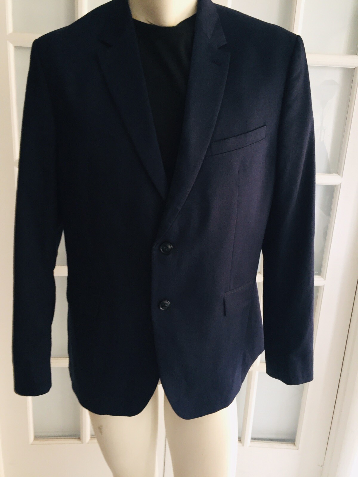 NEW ZARA MAN Navy Blue STRIPED SUIT JACKET BLAZER Long Sleeve Size 36 #B1211