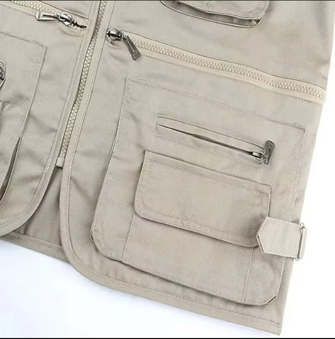 Men Cargo Vest Multi Pocket Photographer Reporter Waistcoat Fishing Gilet Jacket