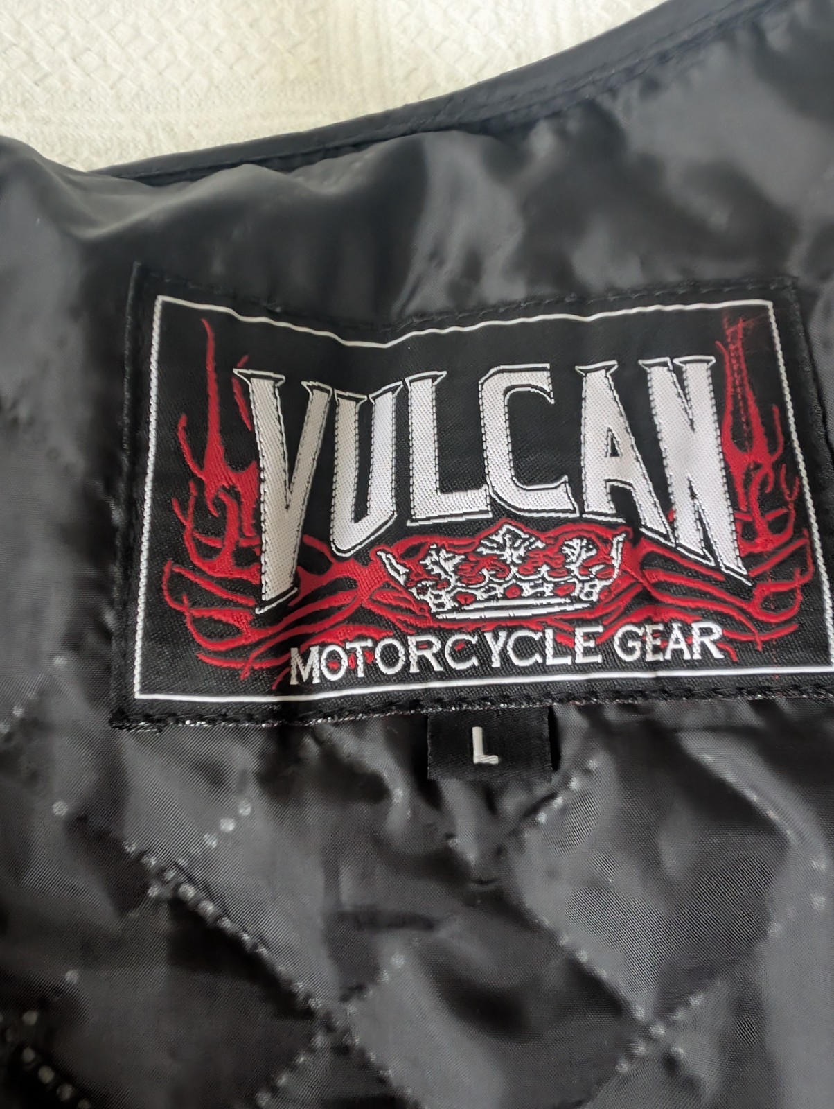 Vulcan Motorcycle Jacket Mens Large Black Matte Harley Davidson Patch Added