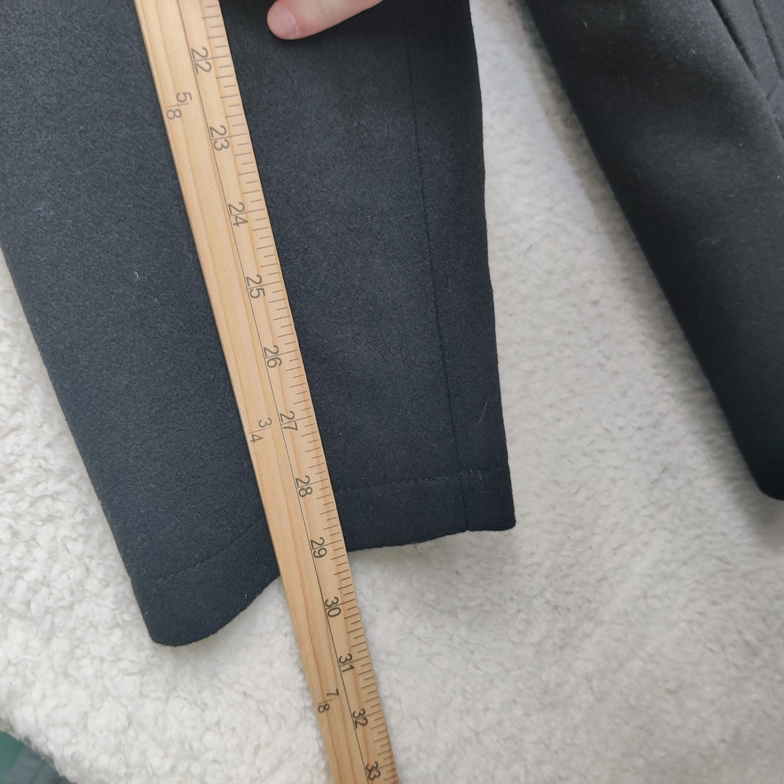 Tahari Peacoat Mens XL Black Wool Blend Business Notch Lapel Double Breasted