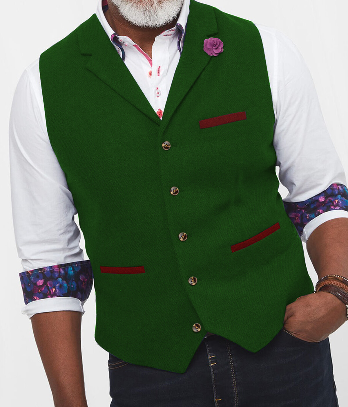 Business Men Herringbone Wool Waistcoat Tweed Vest Wedding Vintage Retro Hunting