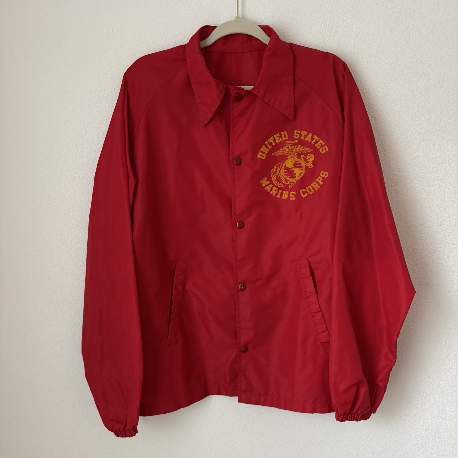 Vintage United States Marine Corps Jacket Red Snap Front Lightweight Fits Medium