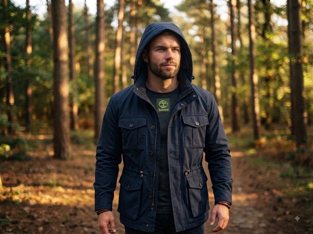 Timberland Weatherproof Men’s XL Waterproof Blue Hooded Rain Jacket Full Zip