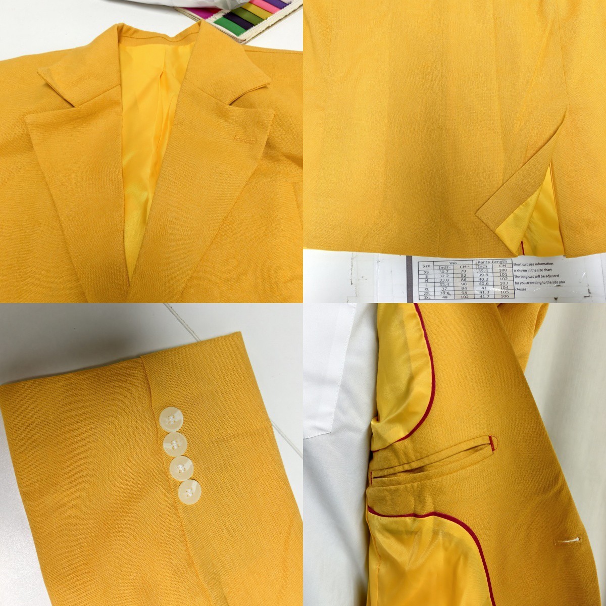 Linen 2 Pieces Men’s Suits Yellow Summer Wedding Party Blazer Business Jacket