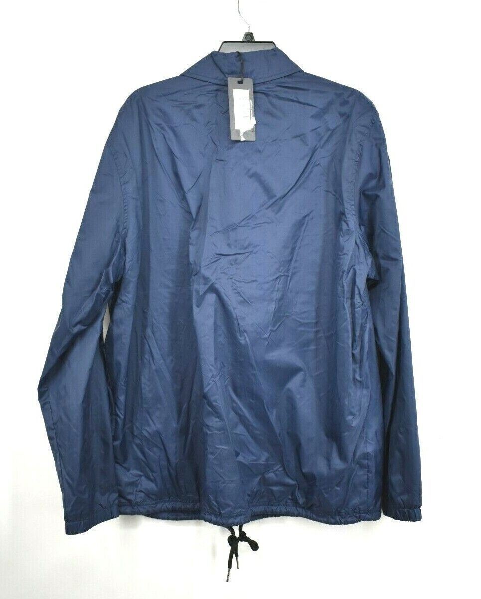 Slate & Stone Mens Coach Jacket Luca Navy Snap Button Front Spread Collar M