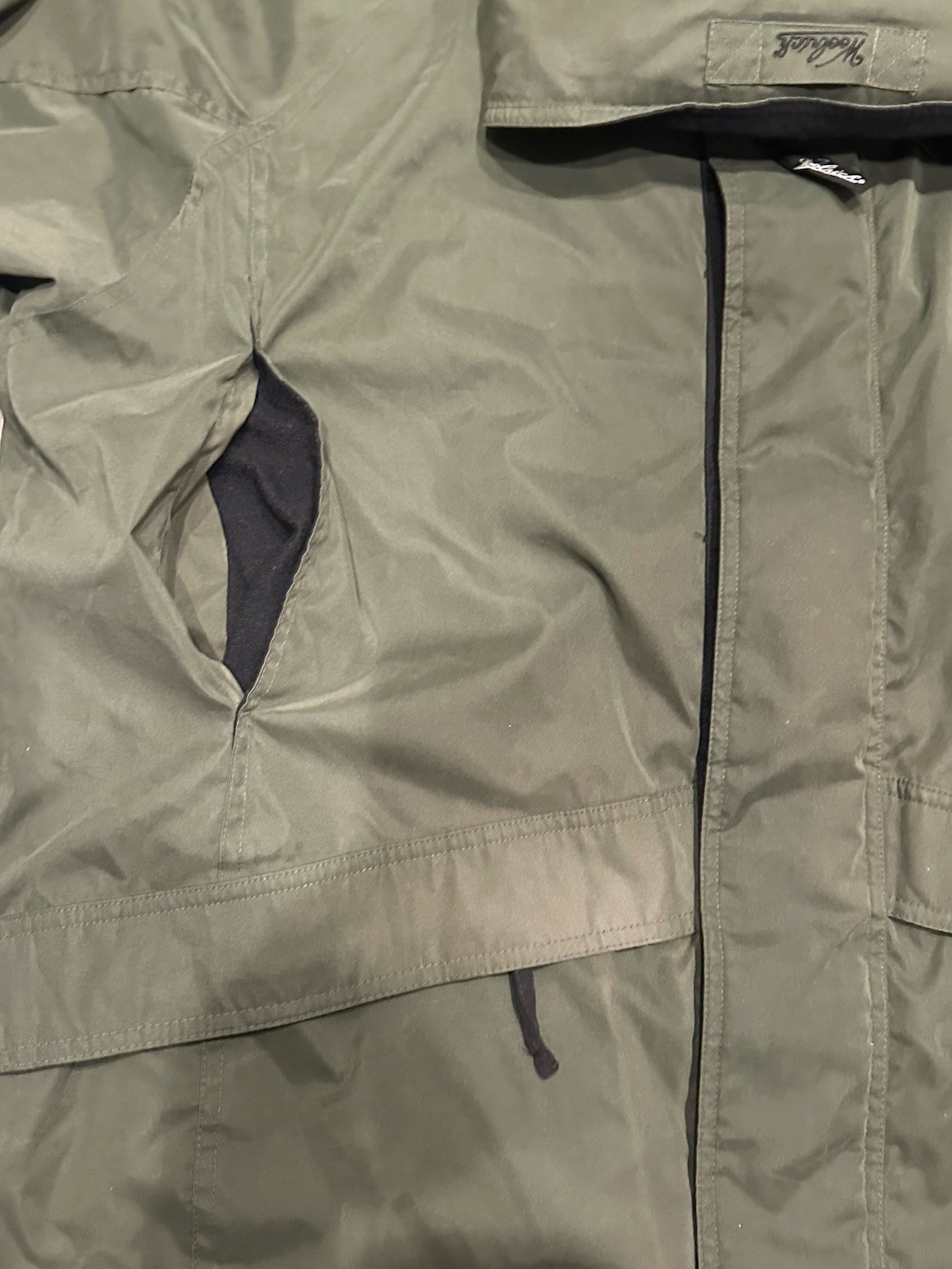 Woolrich Utility Field Rain Jacket Mens XL Green Mesh Lined Lightweight Vintage