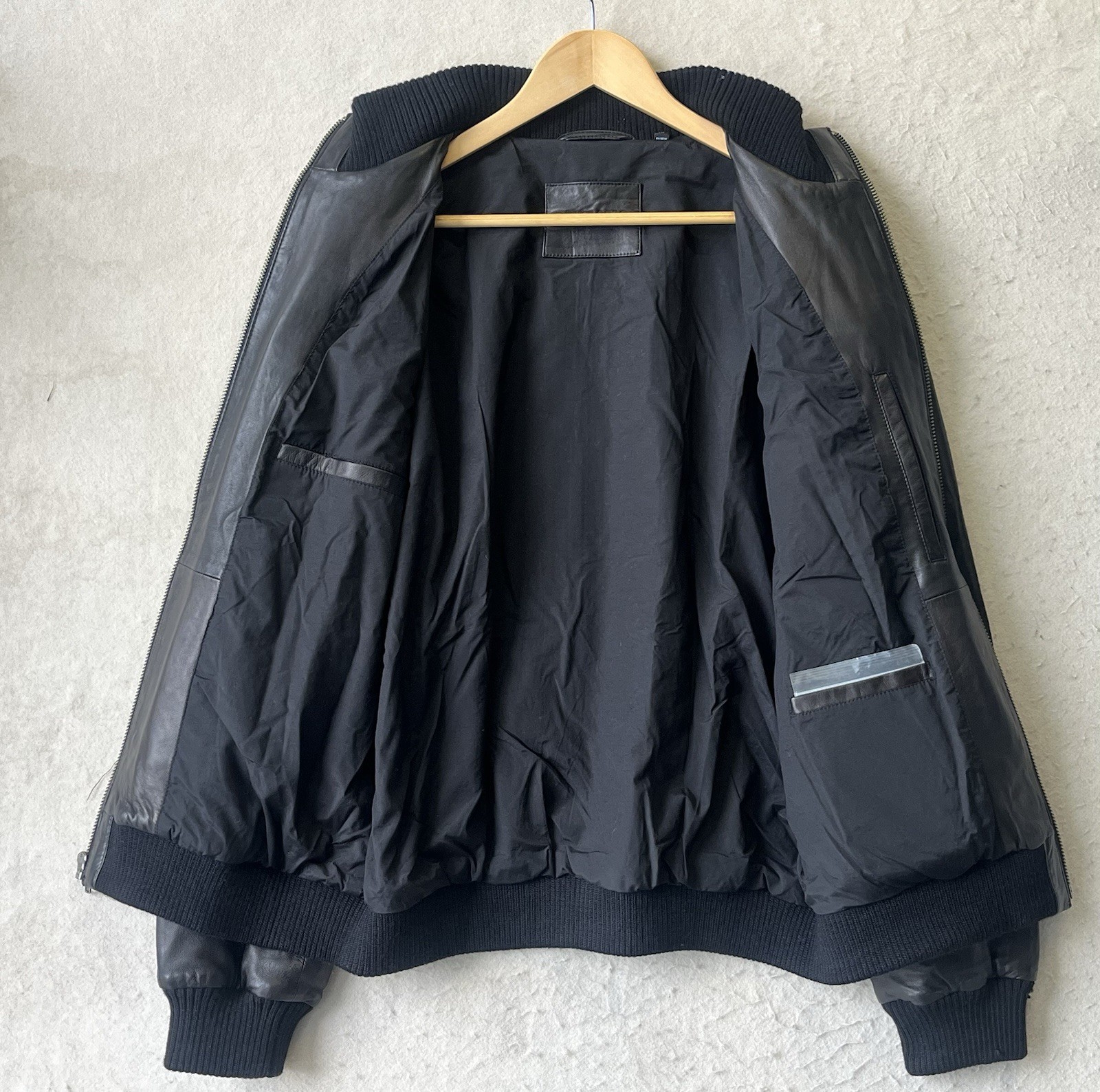 Murano Leather Bomber Black Jacket Full Zip Men’s Size Medium