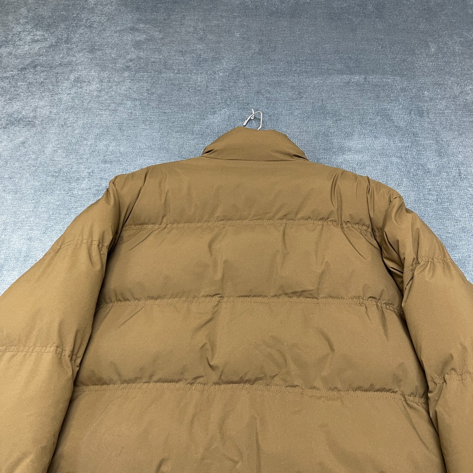 Yanthirteen Puffer Jacket Mens Tan Quilted Mock Neck Snap Front Hiking Outdoor