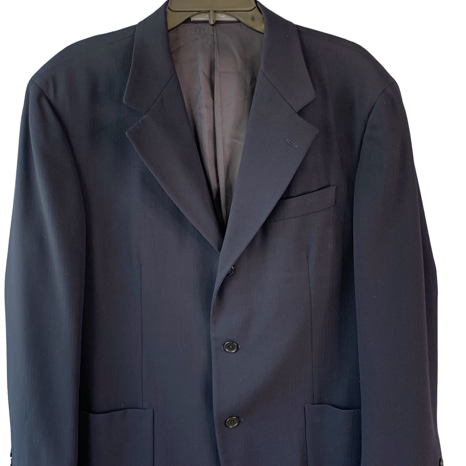 Talbots Mens 40S Black 100% Wool Suit Jacket 3 Buttons Lightweight Made in Italy