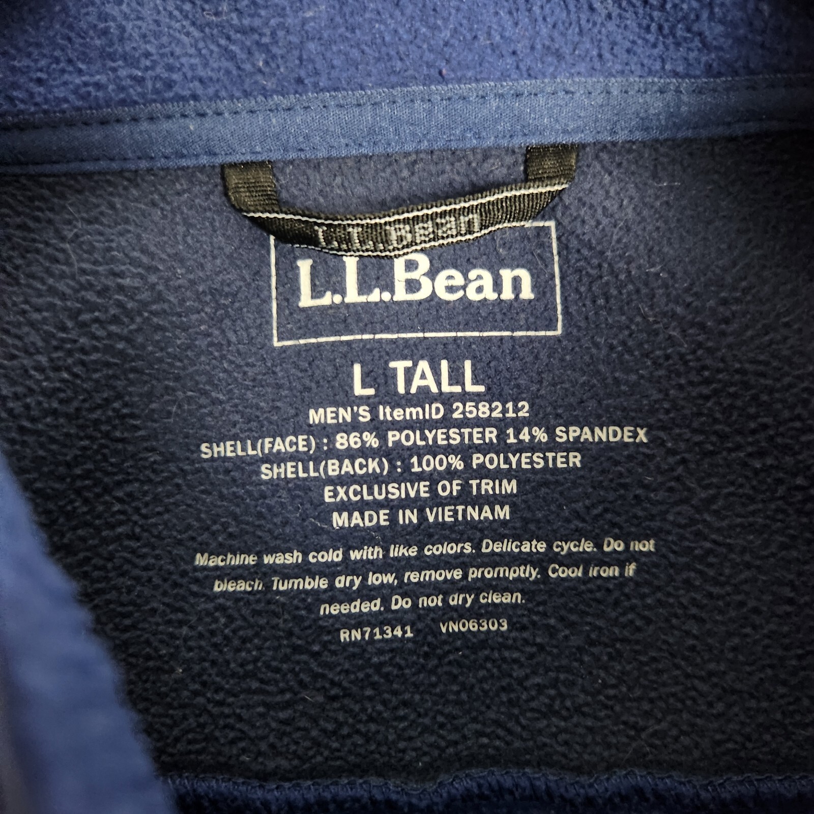 LL Bean Coat Soft Shell Mens L Polyester Spandex Jacket Blue Gray Wind Pocket