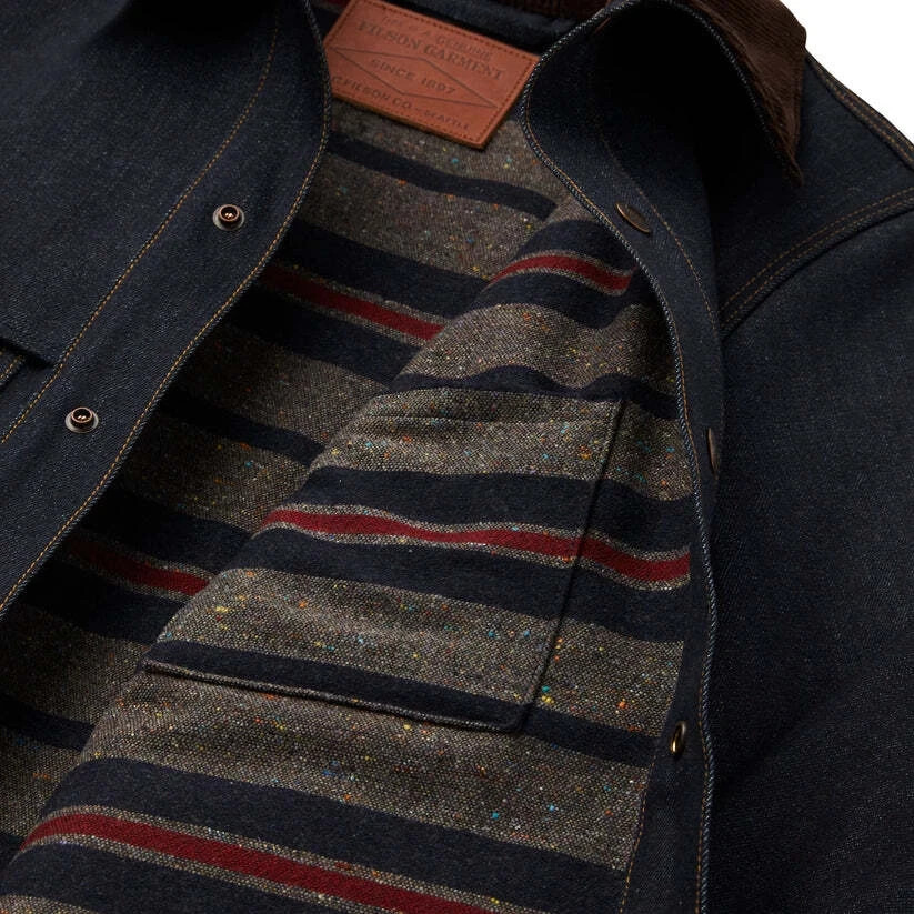 Filson Lined Denim Cruiser Jacket NWT Raw Indigo USA Made Wool Lined Workwear XS