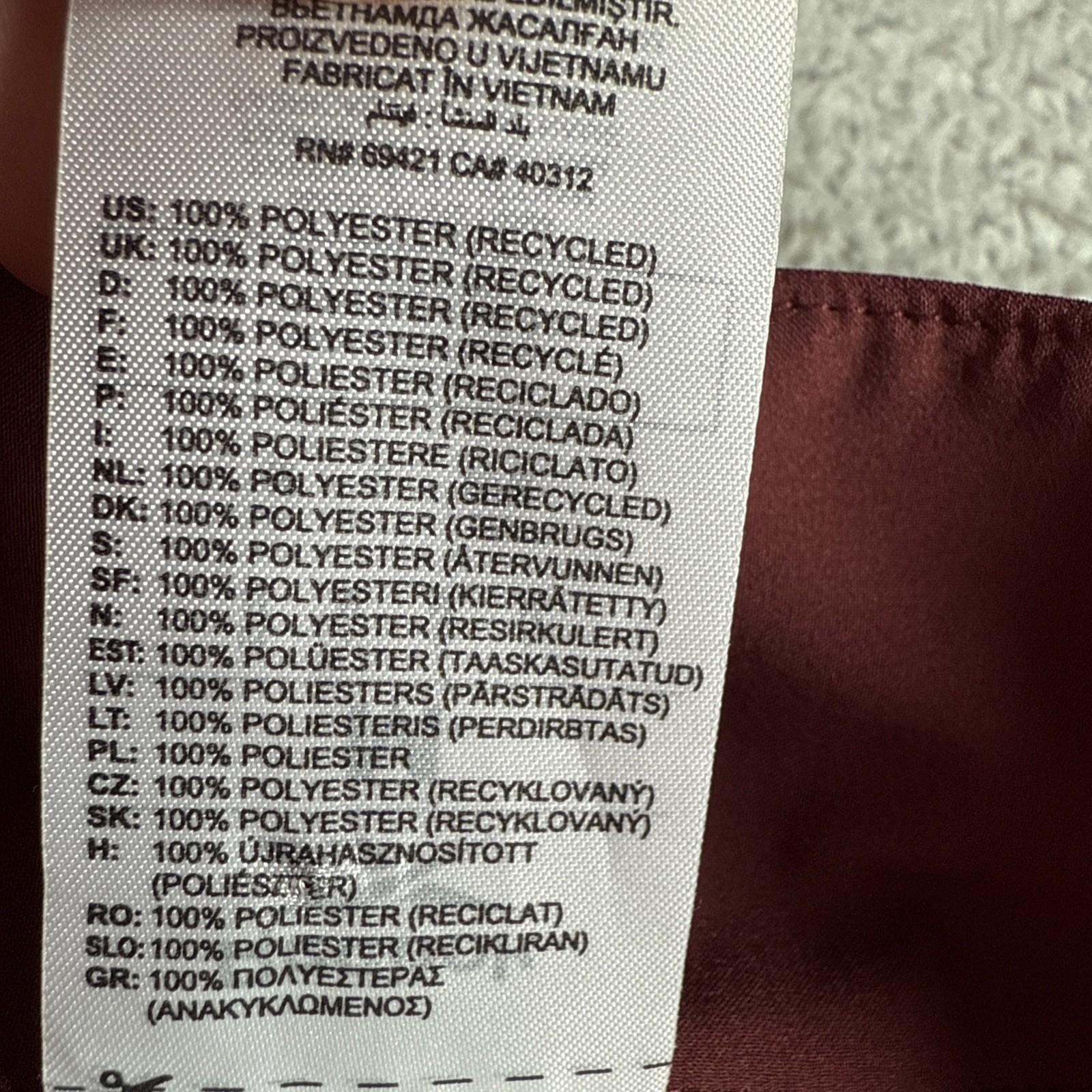Reebok Jacket Mens M Full Zip Lightweight Performance Polyester Maroon Outdoors