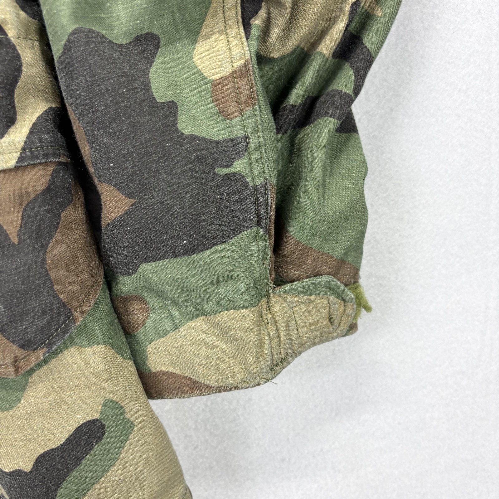 Vintage US Army Jacket Mens Small Short Woodland Camo M-65 Field Cold Weather