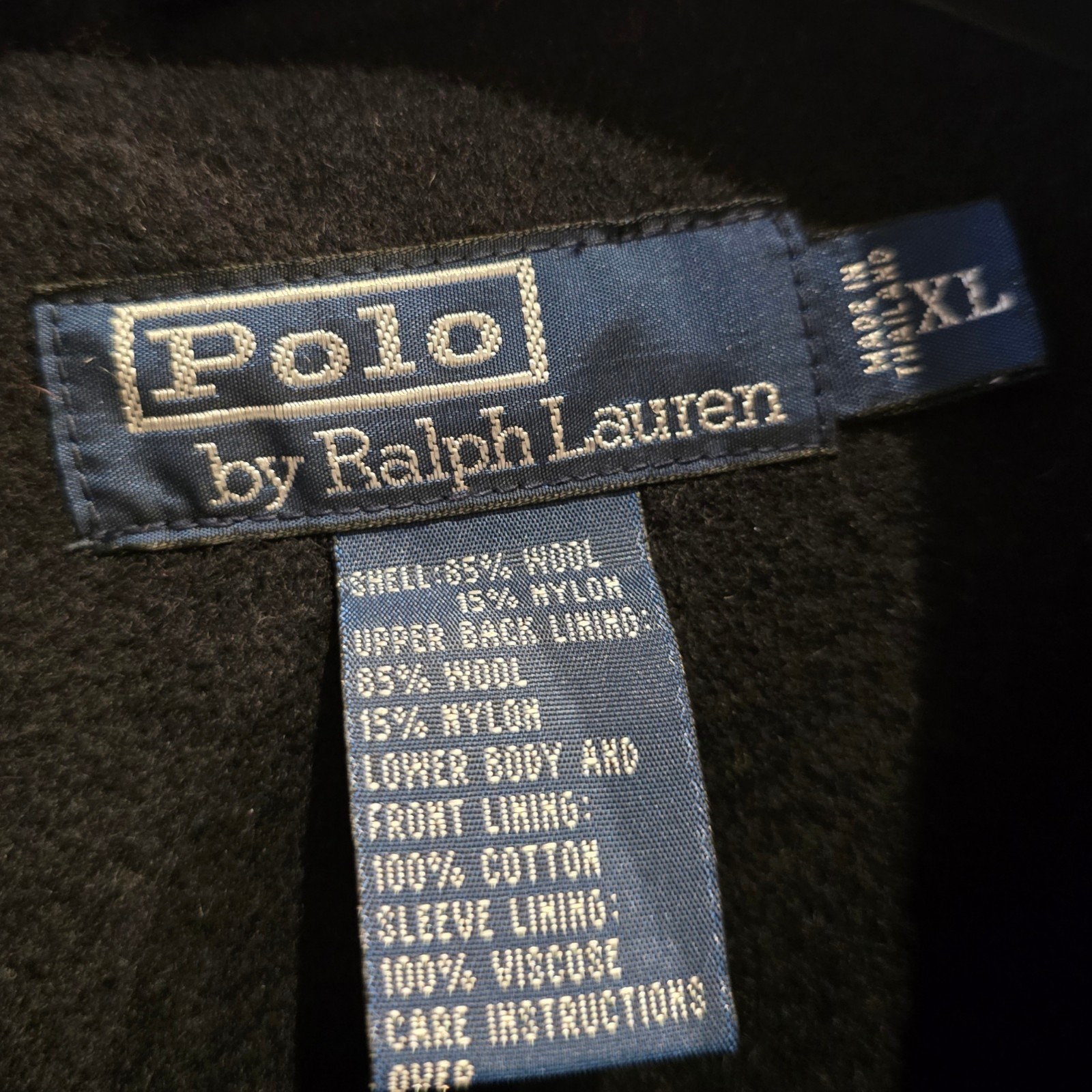 Vintage NWT Polo Ralph Lauren Coat 44r XL Navy Flannel Overcoat Midlength